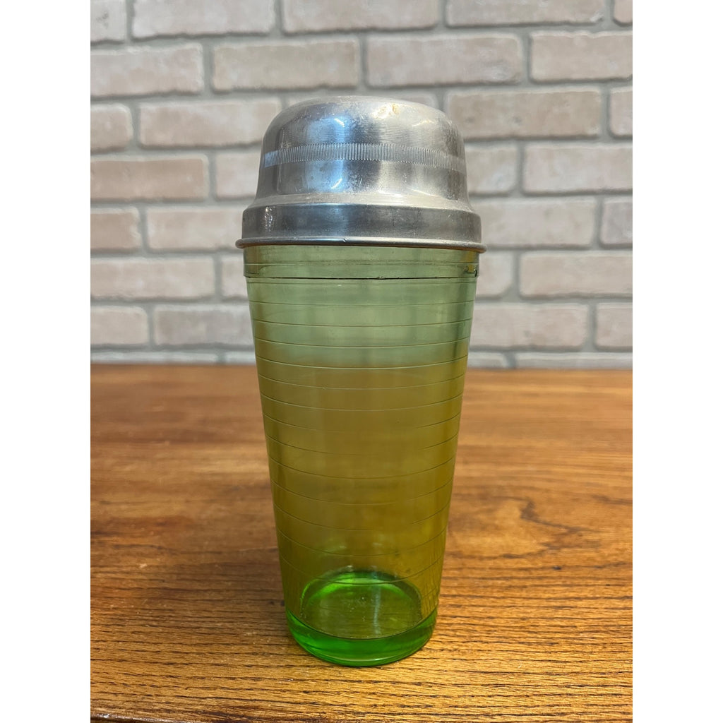 Vintage Hazel Atlas Art Deco Uranium Glass Cocktail Shaker Glows UV