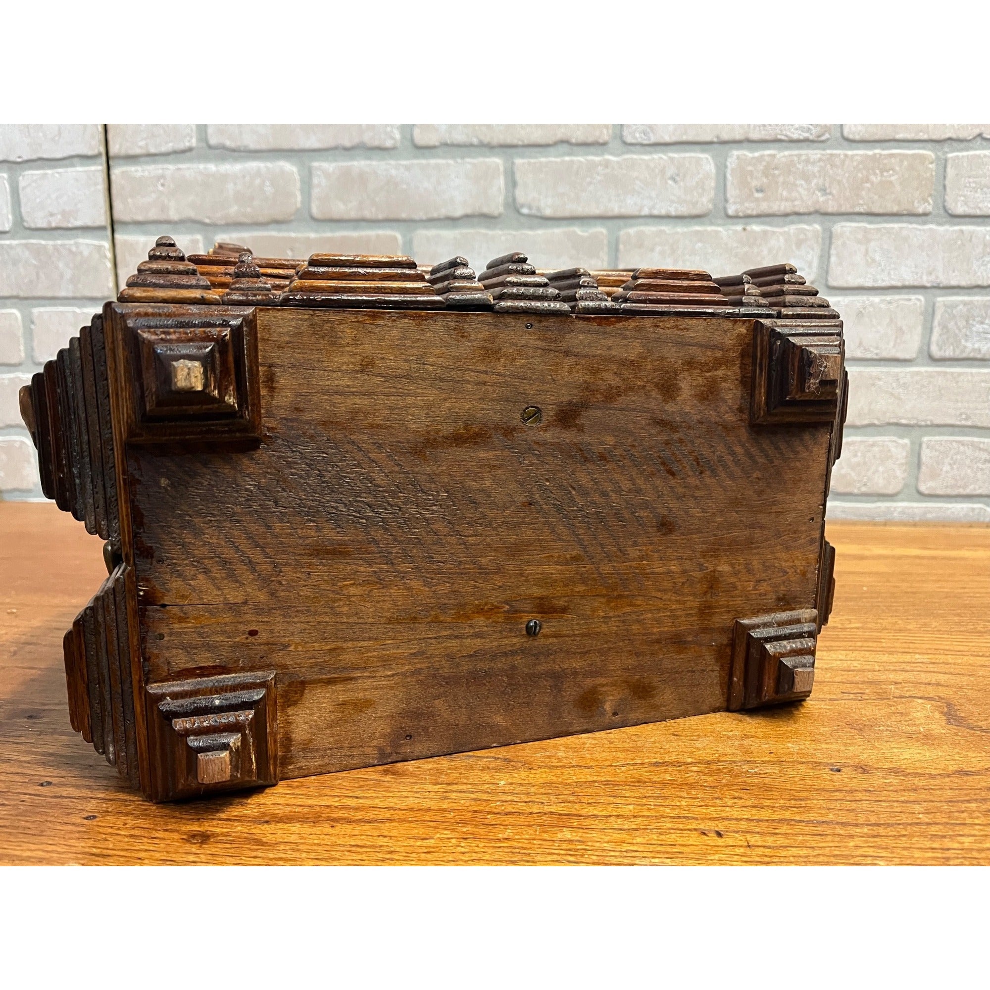 Antique Tramp Art Dresser Jewelry Box Large Chip Carved Folk Art AAFA Primitive