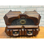 Antique Tramp Art Dresser Jewelry Box Large Chip Carved Folk Art AAFA Primitive
