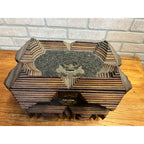 Antique Tramp Art Dresser Jewelry Box Large Chip Carved Folk Art AAFA Primitive