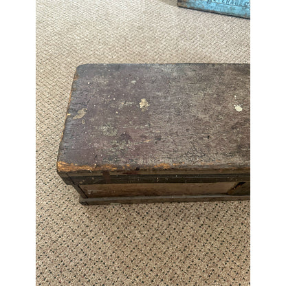 Antique Primitive Carpenters Chest Trunk Tool Box Wooden Early Gray