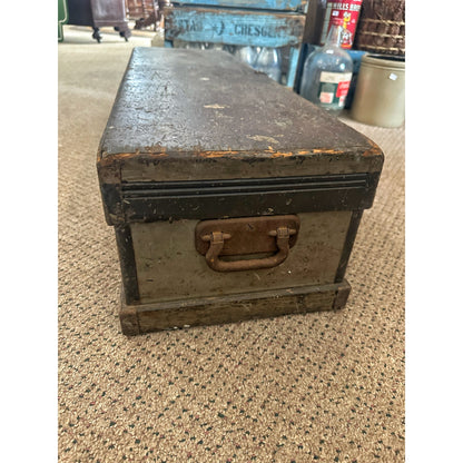 Antique Primitive Carpenters Chest Trunk Tool Box Wooden Early Gray