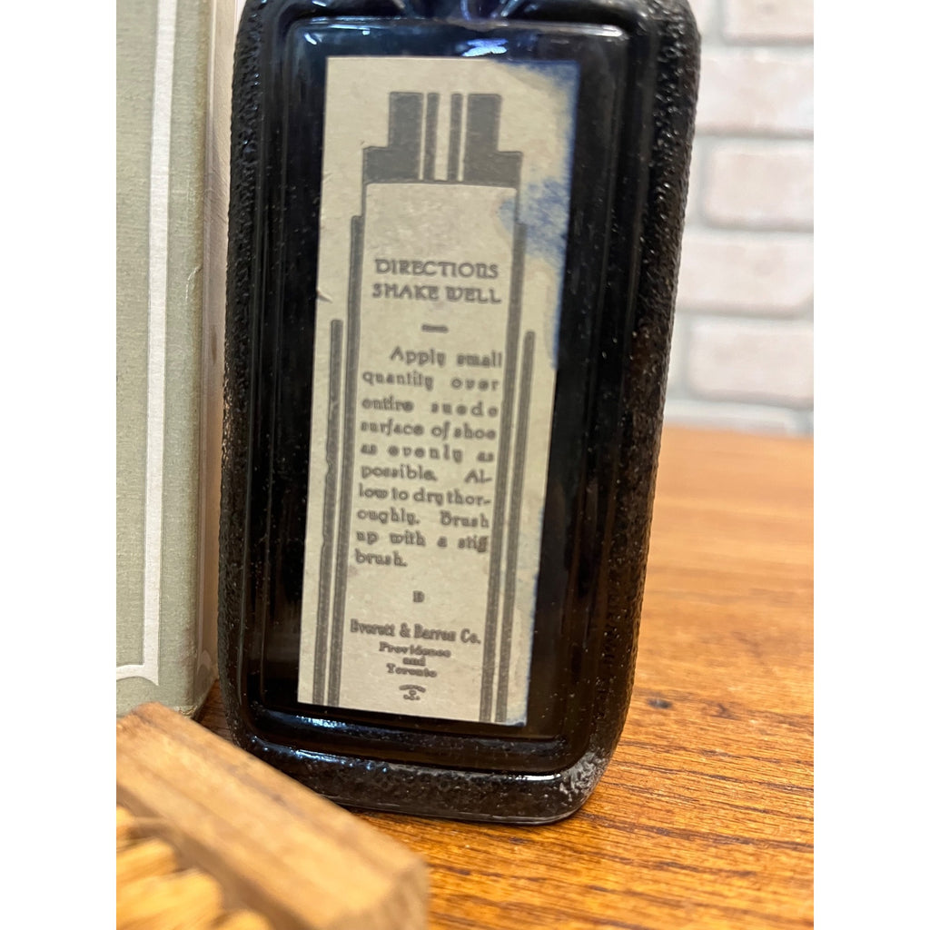 Vintage 1920s Cinderella Suede Shoe Dressing Black Glass Bottle & Box Art Deco
