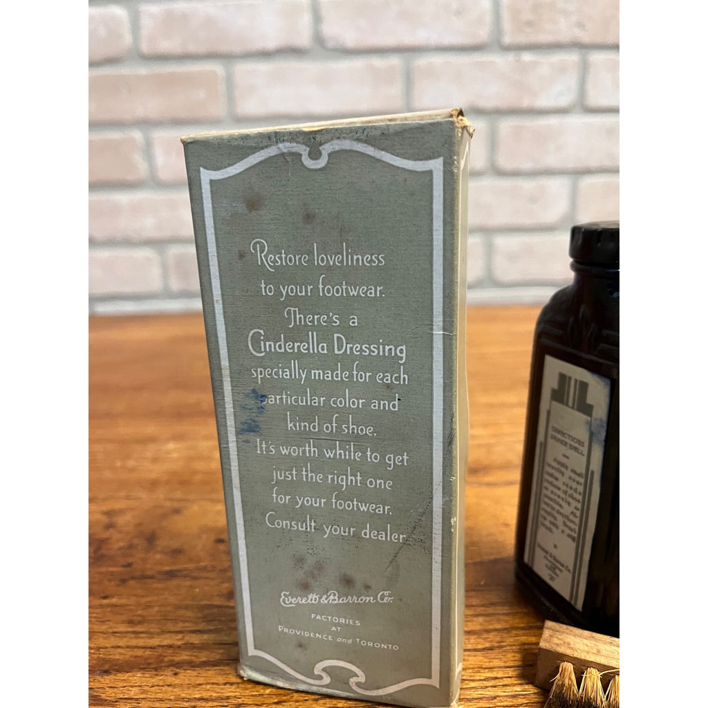 Vintage 1920s Cinderella Suede Shoe Dressing Black Glass Bottle & Box Art Deco