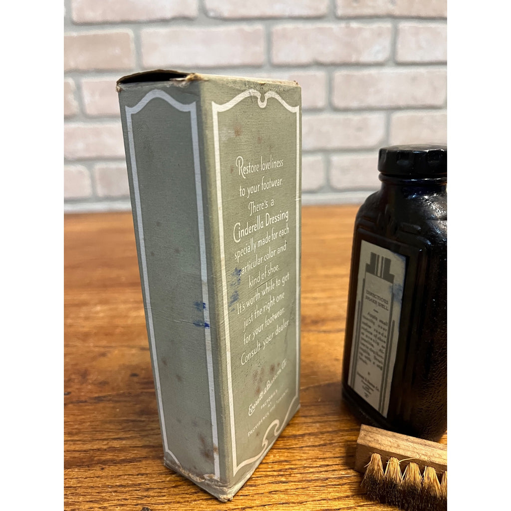 Vintage 1920s Cinderella Suede Shoe Dressing Black Glass Bottle & Box Art Deco