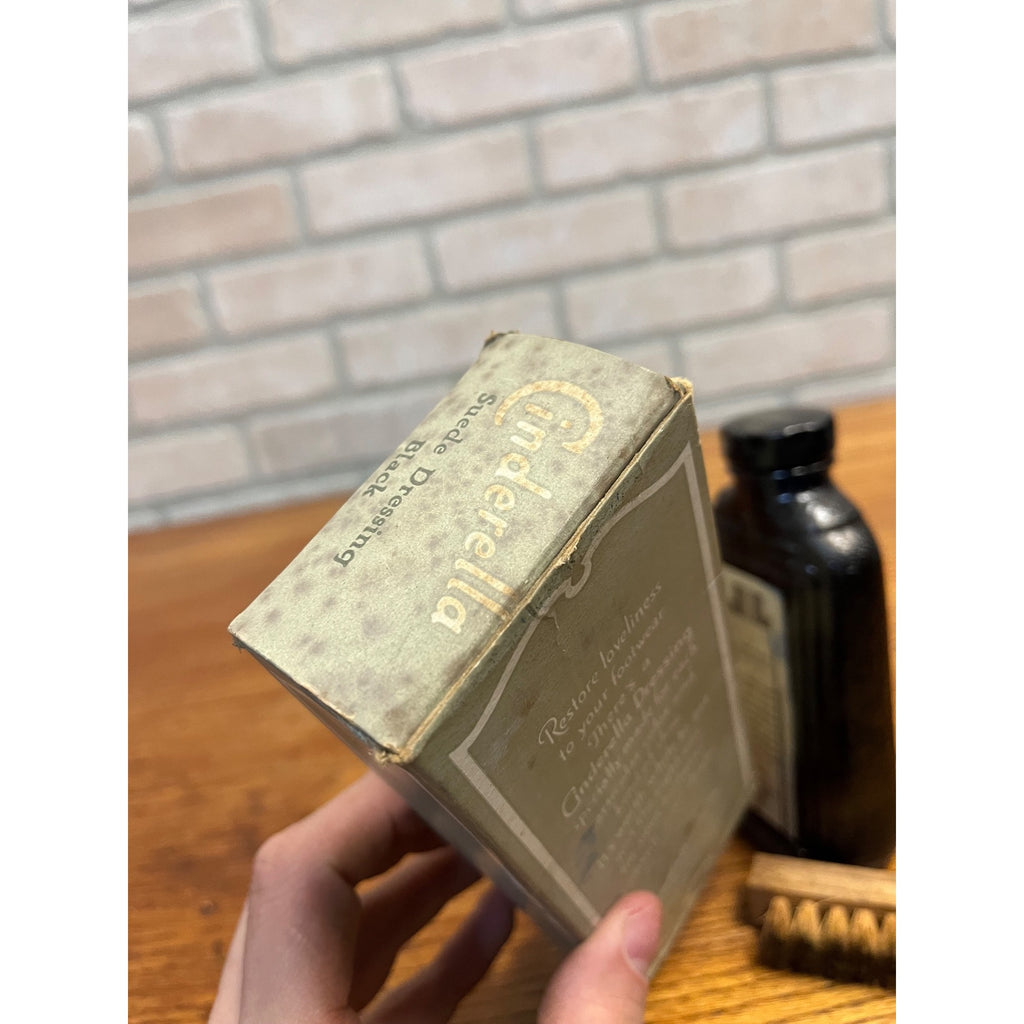 Vintage 1920s Cinderella Suede Shoe Dressing Black Glass Bottle & Box Art Deco