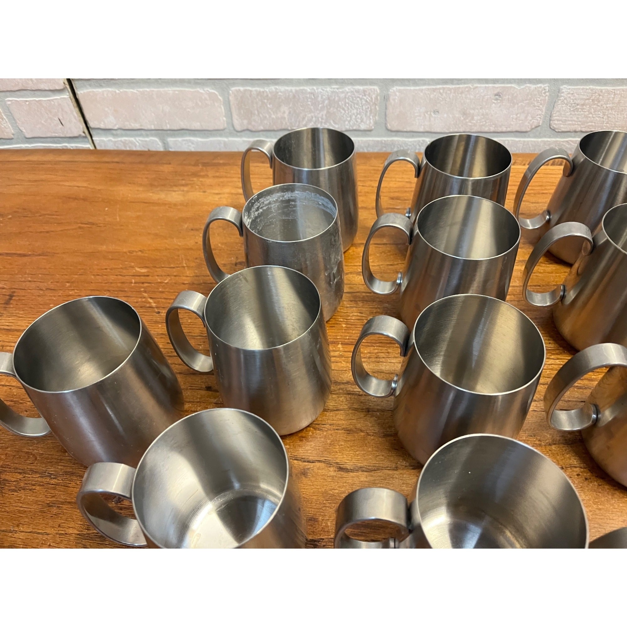 Vintage 1960s Old Hall Stainless PINT Tankards Mugs MCM Robert Welch Set 17