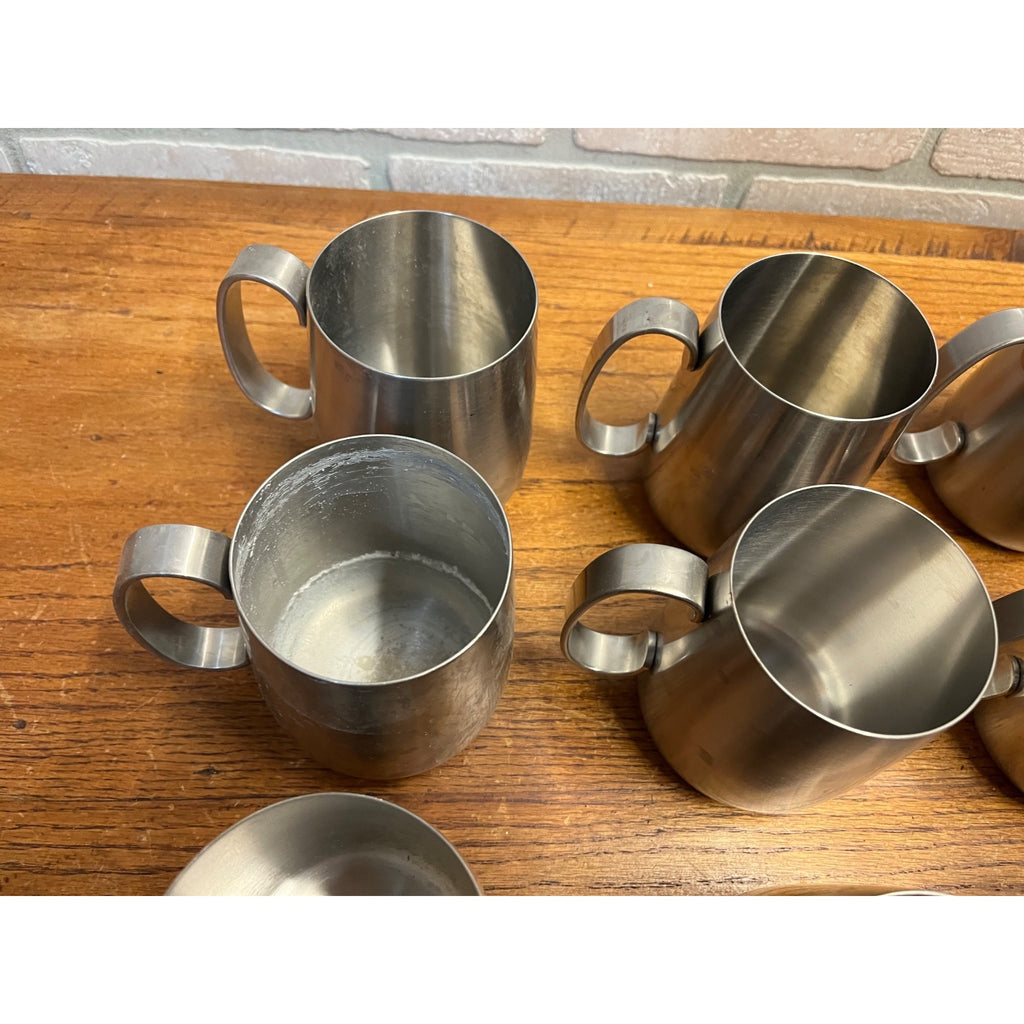 Vintage 1960s Old Hall Stainless PINT Tankards Mugs MCM Robert Welch Set 17