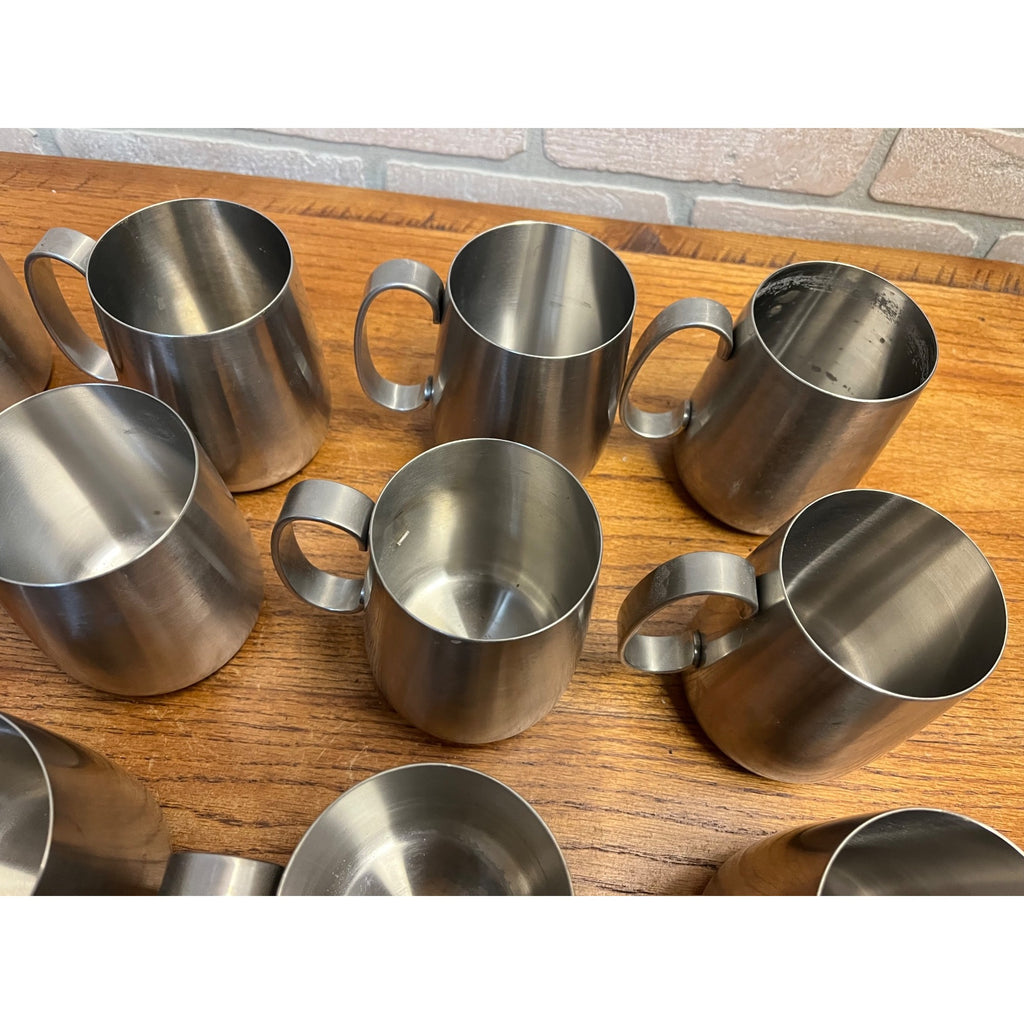 Vintage 1960s Old Hall Stainless PINT Tankards Mugs MCM Robert Welch Set 17