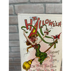 Vintage Halloween Postcard Gorgeous Witch Flying Art Nouveau J .Marks #981