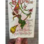 Vintage Halloween Postcard Gorgeous Witch Flying Art Nouveau J .Marks #981