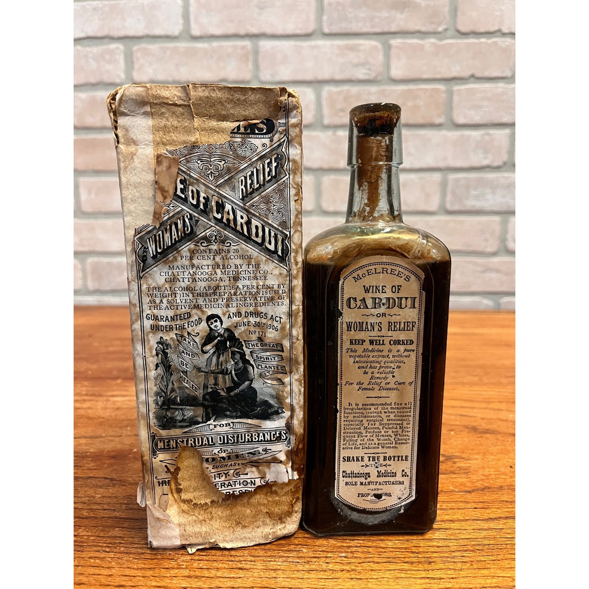 Antique Cardui Woman's Relief Chattanooga Medicine Co. Bottle & Box Quack