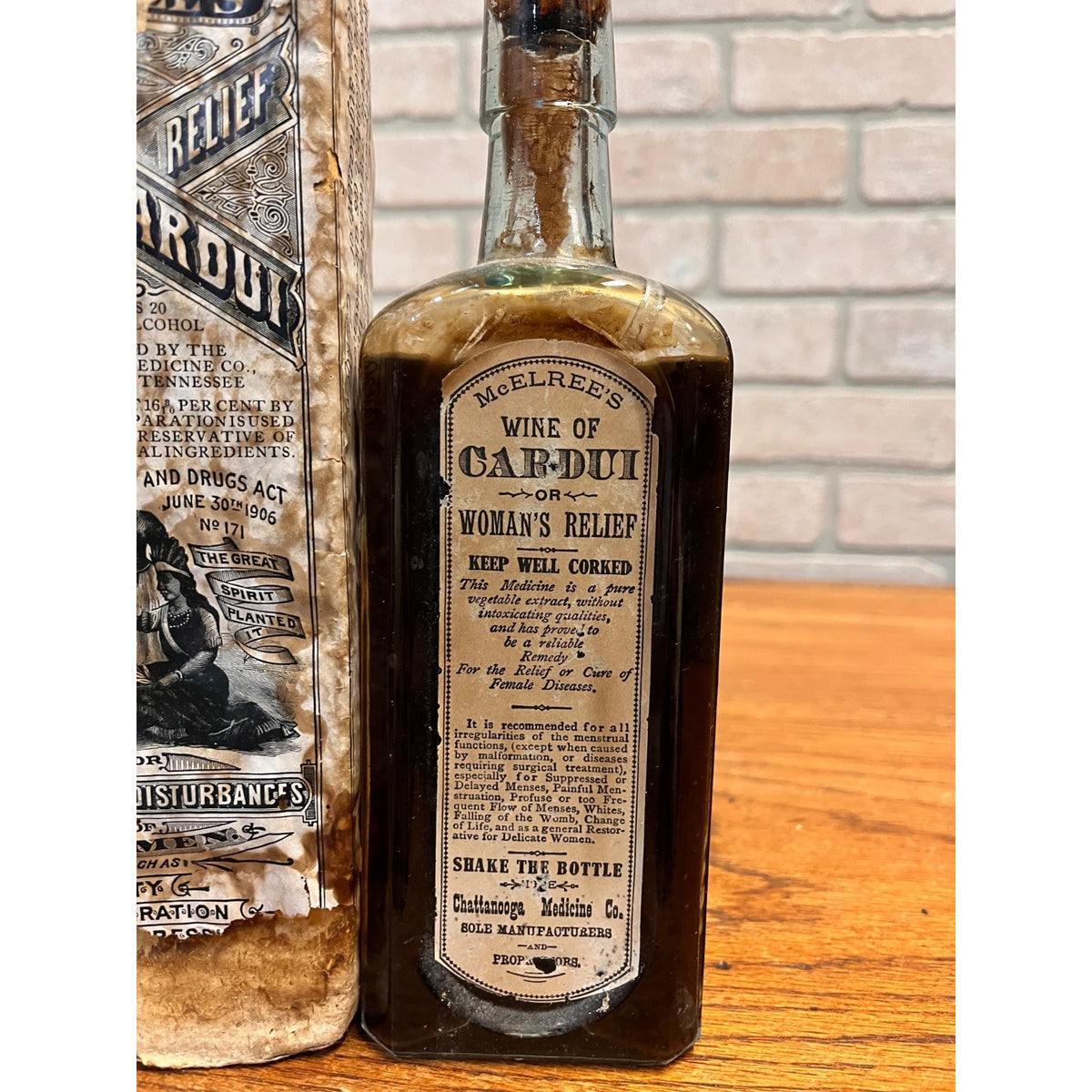 Antique Cardui Woman's Relief Chattanooga Medicine Co. Bottle & Box Quack