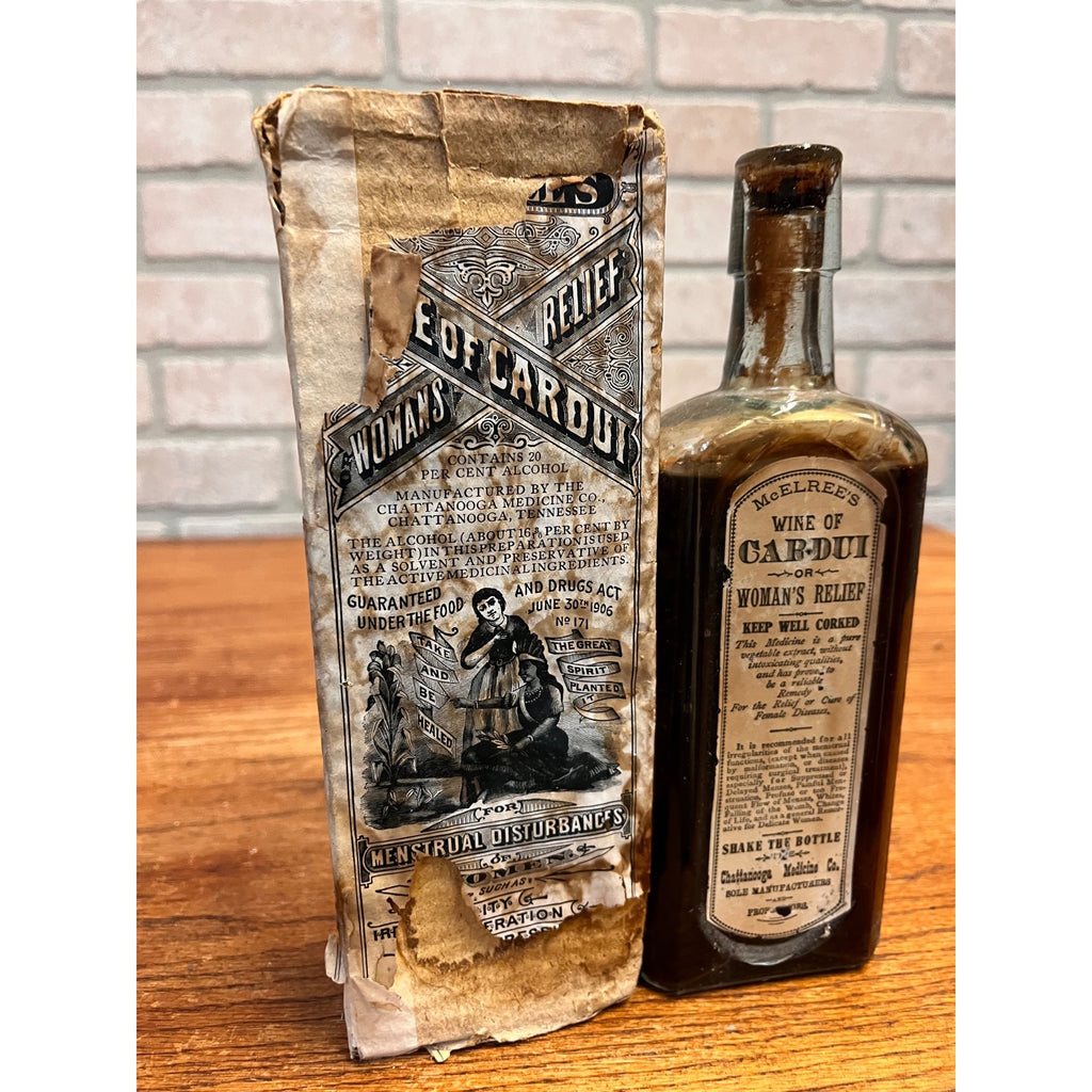 Antique Cardui Woman's Relief Chattanooga Medicine Co. Bottle & Box Quack