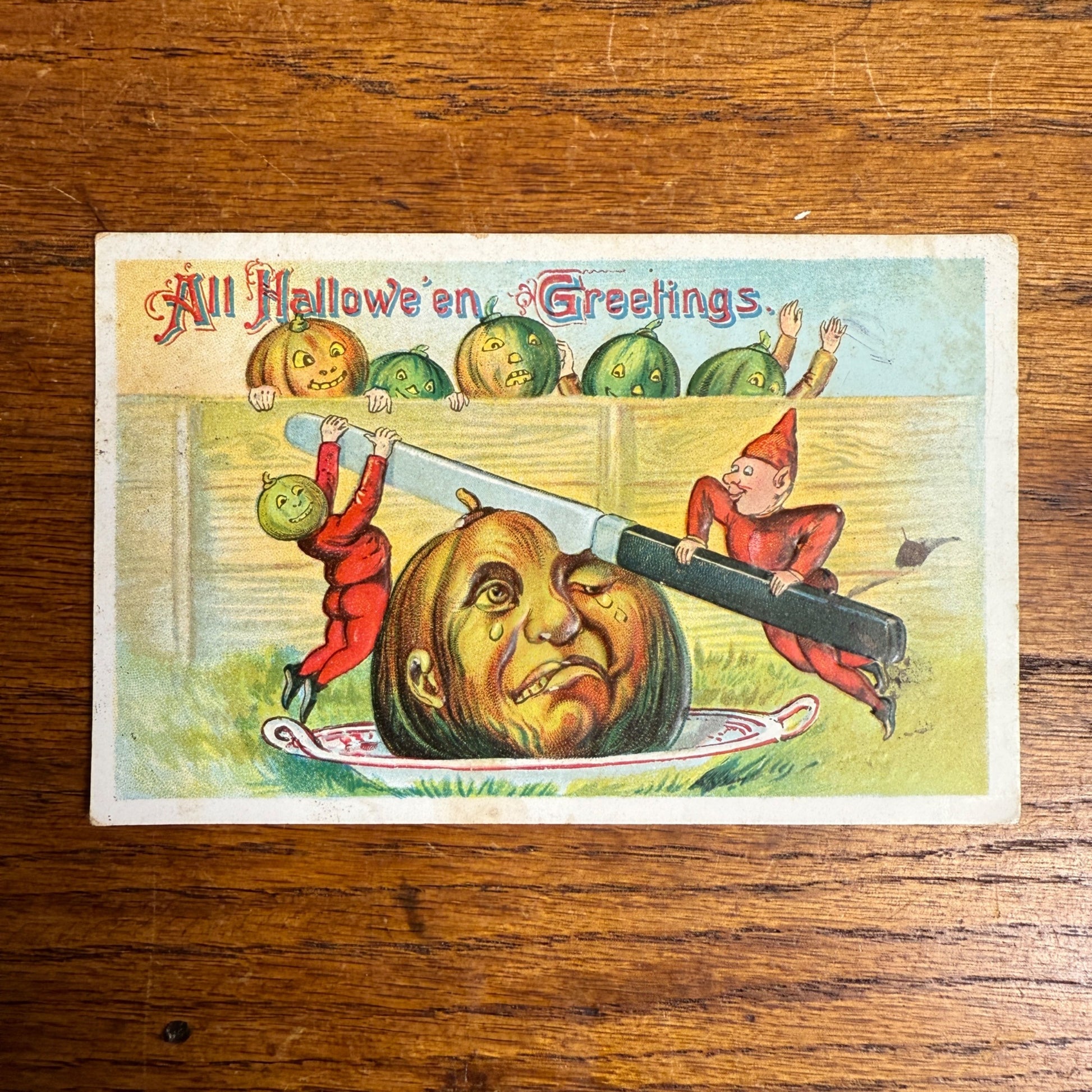 Antique Halloween Embossed Postcard Table Knife JOL Pumpkin No. 1028 1907-15 Era