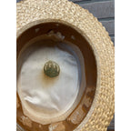 Vintage Boater Straw Hat Extra Sennit Skimmer Flat Top Mens Sz 7 Boat Master Mode