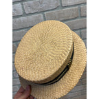 Vintage Boater Straw Hat Extra Sennit Skimmer Flat Top Mens Sz 7 Boat Master Mode