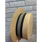Vintage Boater Straw Hat Extra Sennit Skimmer Flat Top Mens Sz 7 Boat Master Mode