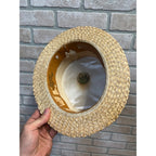Vintage Boater Straw Hat Extra Sennit Skimmer Flat Top Mens Sz 7 Boat Master Mode