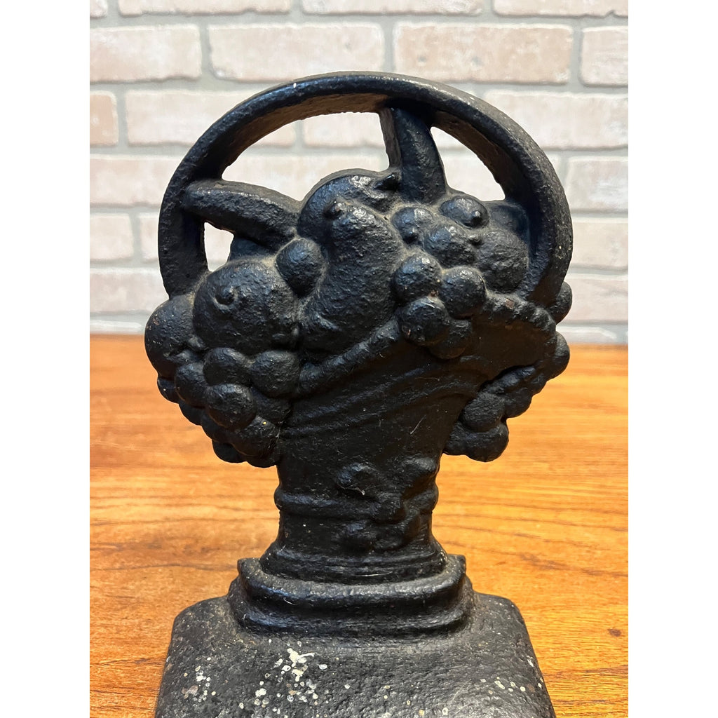Antique Victorian Cast Iron Flower / Fruit Basket Cornucopia Door Stop