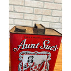 Vintage Aunt Sue's French Dry Cleaner 1 Gallon Metal Can Oil Sign Advertising