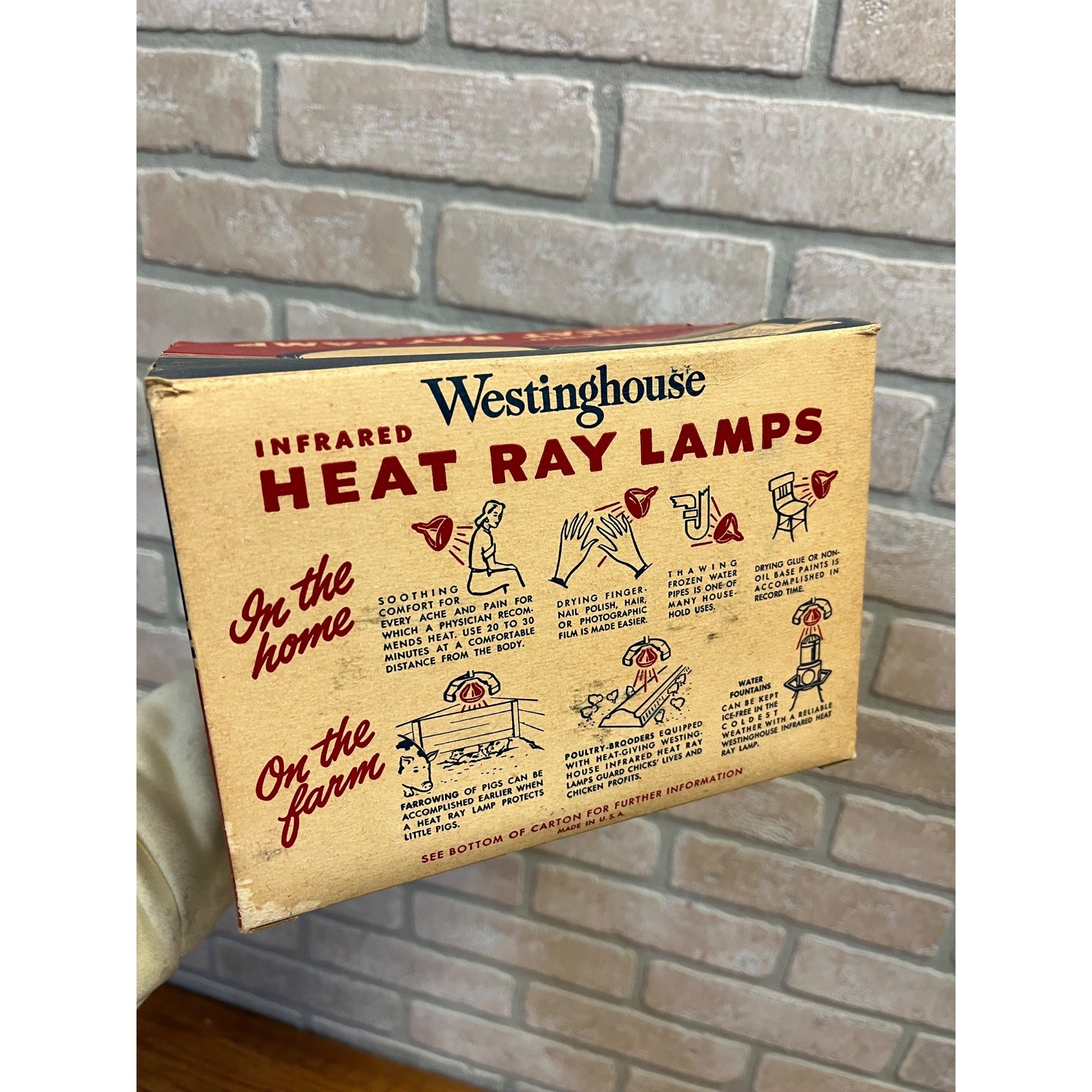 Vintage Westinghouse Infared Red 1950s 60s Heat Lamp Bulb Box Retro Prop Display