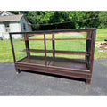 Antique Oak General Store Display Case Showcase Cabinet w/ Sliding Glass Doors