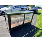 Antique Oak General Store Display Case Showcase Cabinet w/ Sliding Glass Doors
