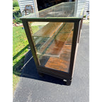 Antique Oak General Store Display Case Showcase Cabinet w/ Sliding Glass Doors