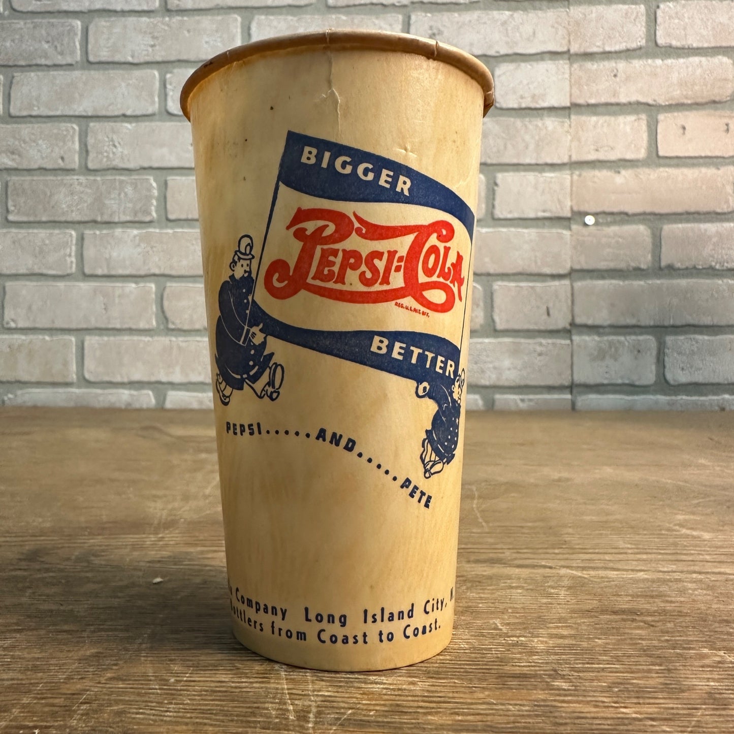 Scarce Pepsi Cola Bigger Better Large Paper Wax Soda Cup Advertising