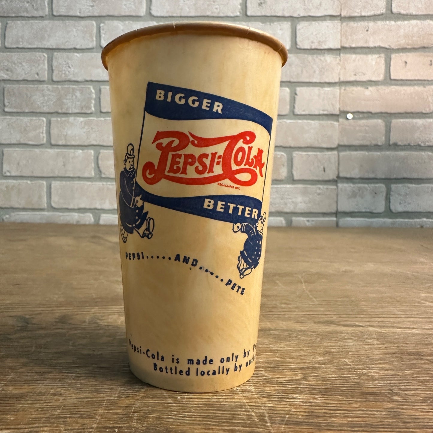 Scarce Pepsi Cola Bigger Better Large Paper Wax Soda Cup Advertising