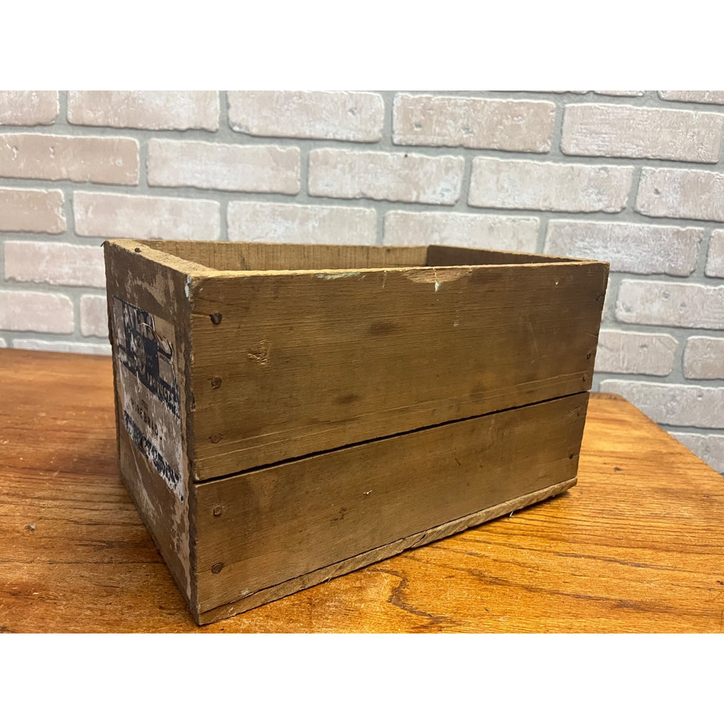 Vintage Atlas Wire Brad Wooden Crate Primitive Farmhouse Industrial Wood Box