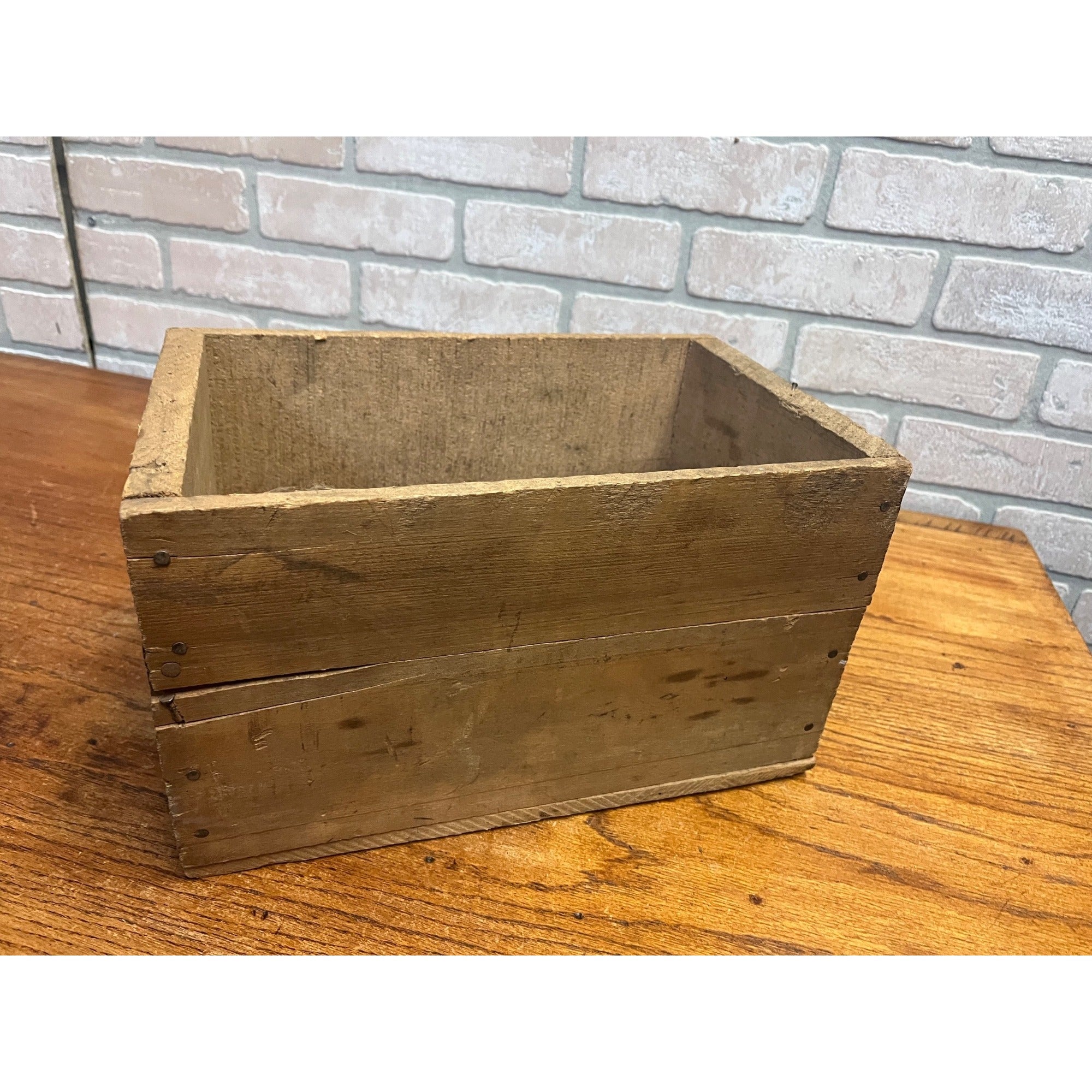Vintage Atlas Wire Brad Wooden Crate Primitive Farmhouse Industrial Wood Box