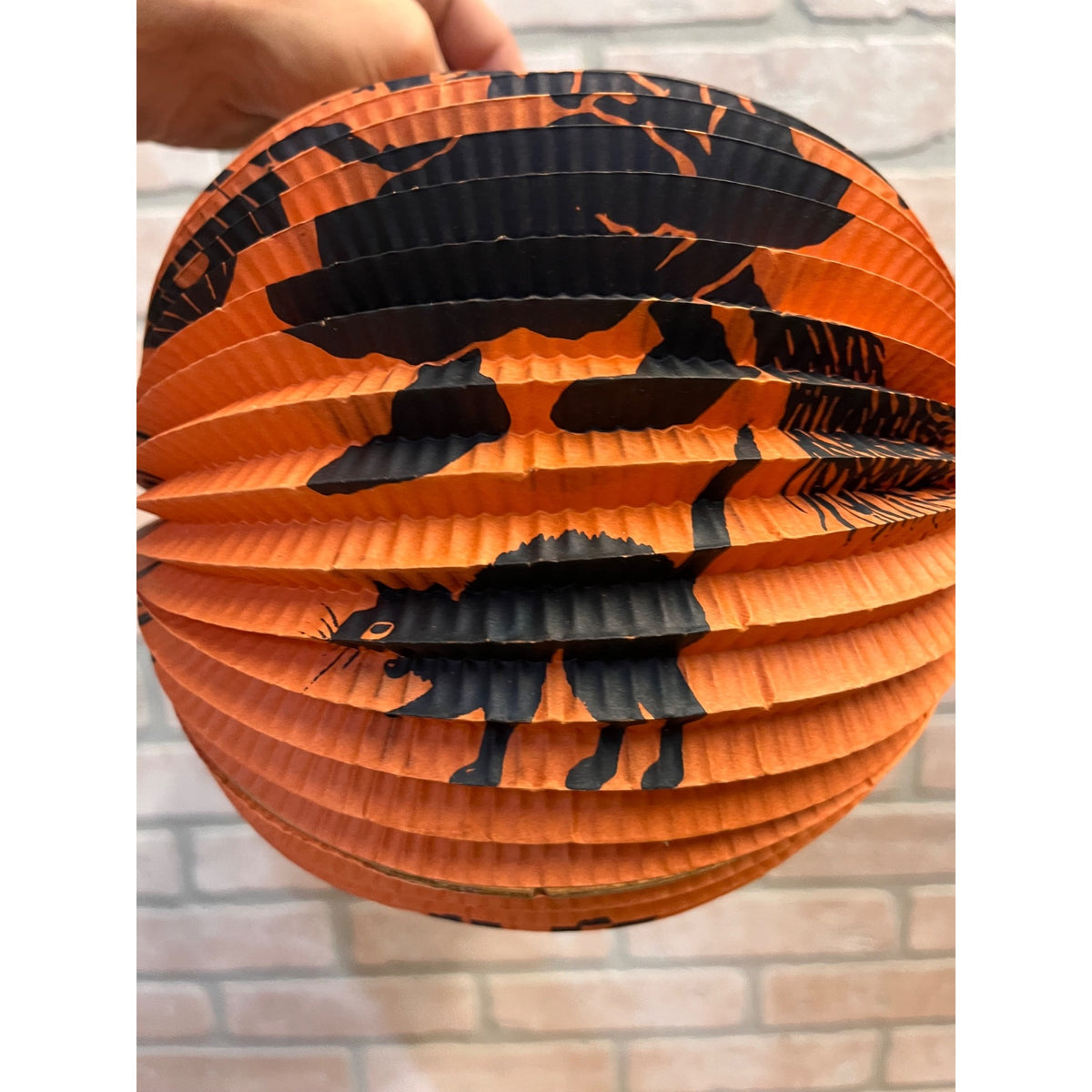 Vintage 1930s German Halloween Paper Accordion Hanging Candle Lantern Witch JOL