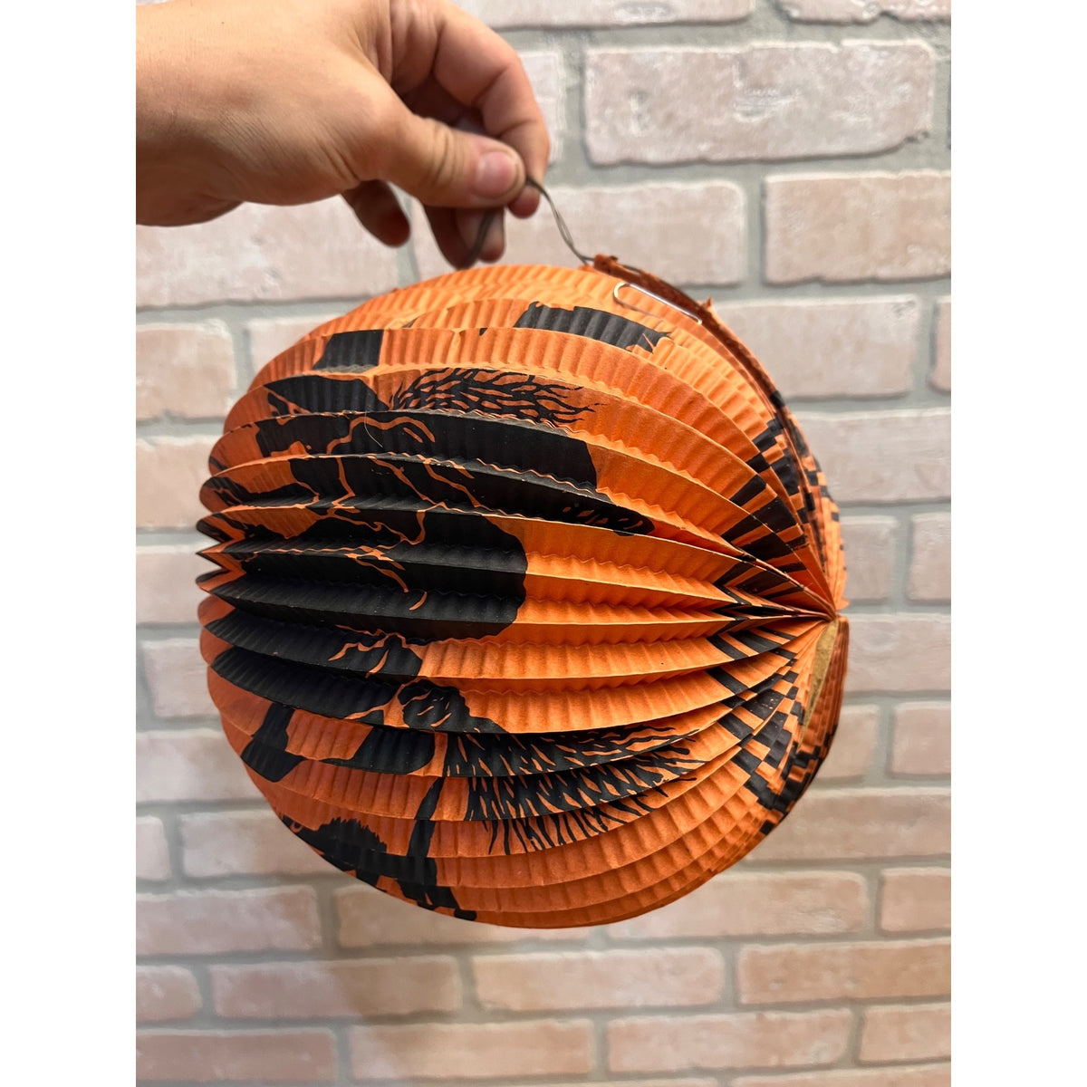 Vintage 1930s German Halloween Paper Accordion Hanging Candle Lantern Witch JOL