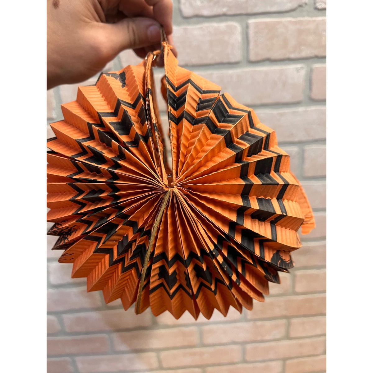 Vintage 1930s German Halloween Paper Accordion Hanging Candle Lantern Witch JOL