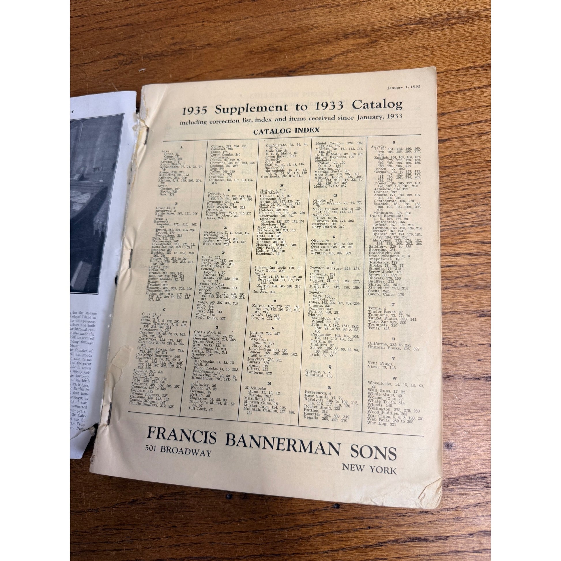 Bannerman Military Goods Catalog - 1933 ~~ Pistols, Muskets, Weapons, Uniforms