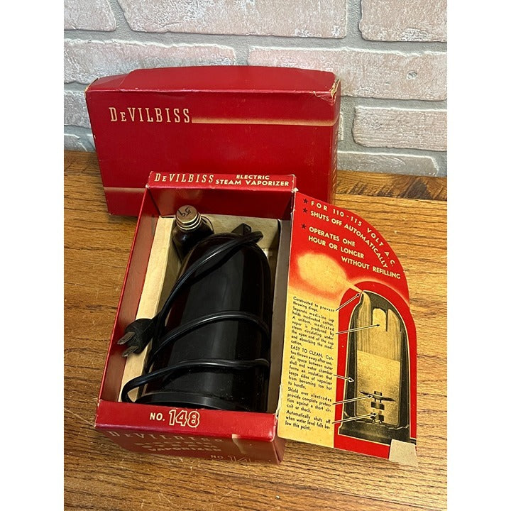 Vintage DeVILBISS Electric Steam Vaporizer No. 148 With Instructions In Original