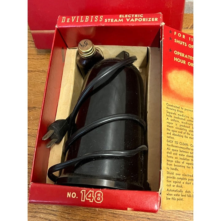Vintage DeVILBISS Electric Steam Vaporizer No. 148 With Instructions In Original