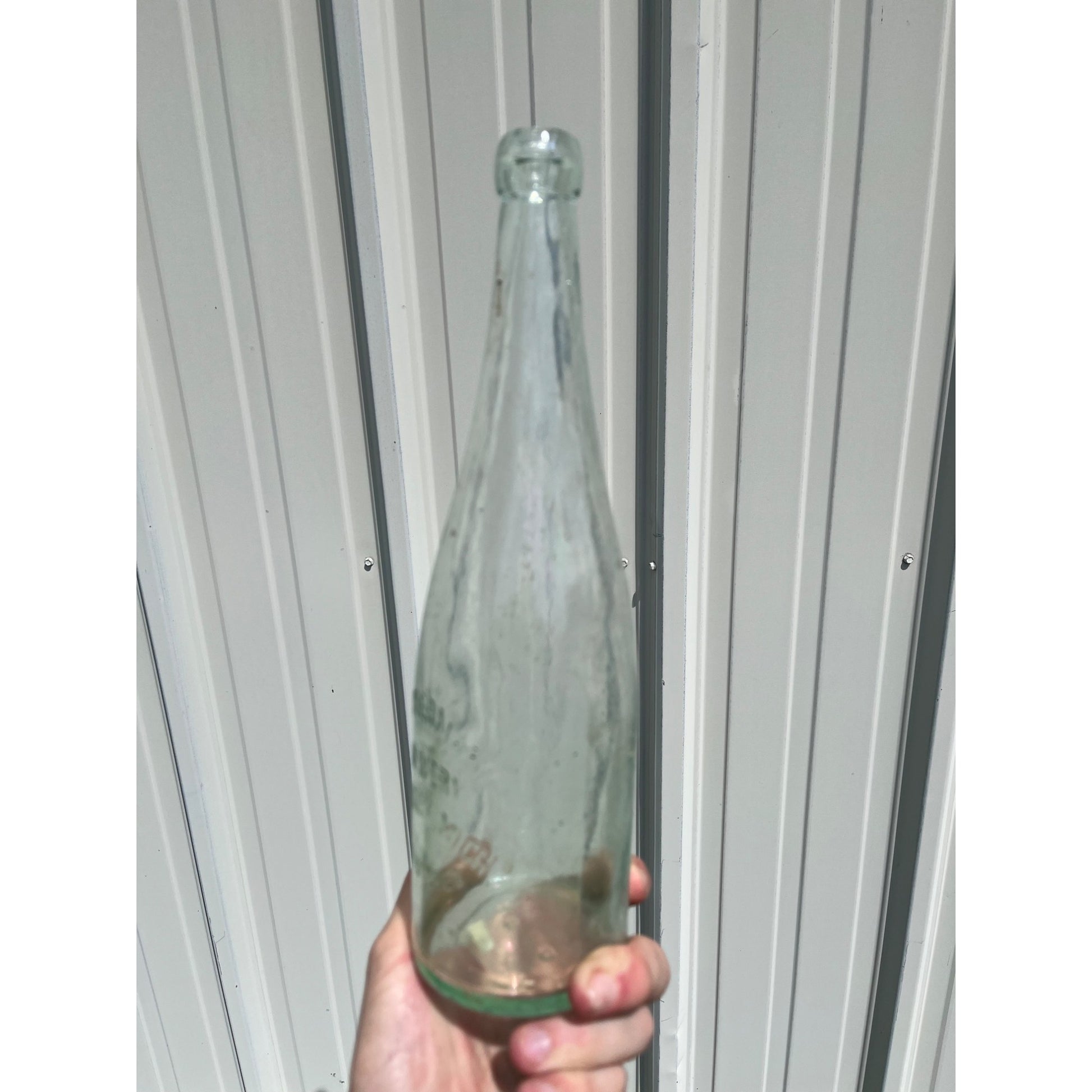 Pre-Pro Phil Scheuermann Brewing Hancock Michigan Beer Bottle Quart Clear Aqua Blue