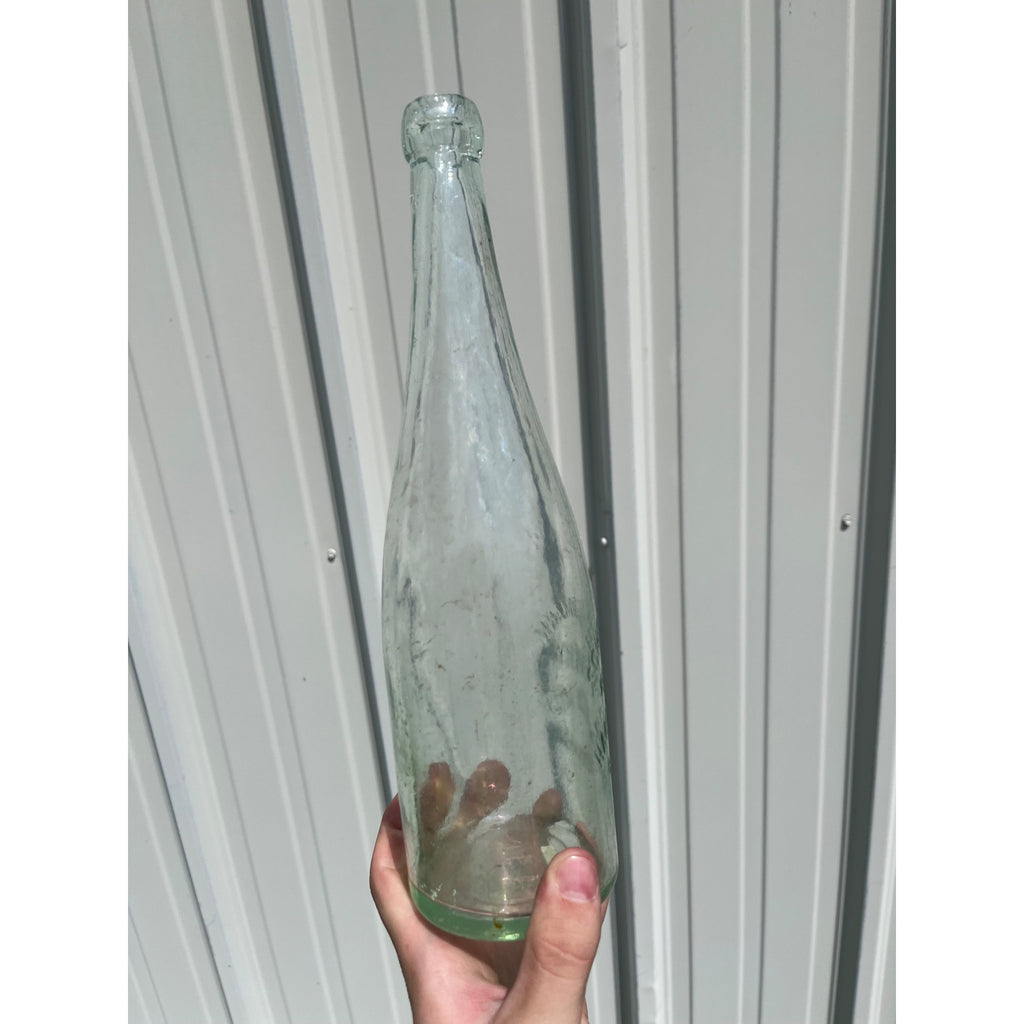 Pre-Pro Phil Scheuermann Brewing Hancock Michigan Beer Bottle Quart Clear Aqua Blue