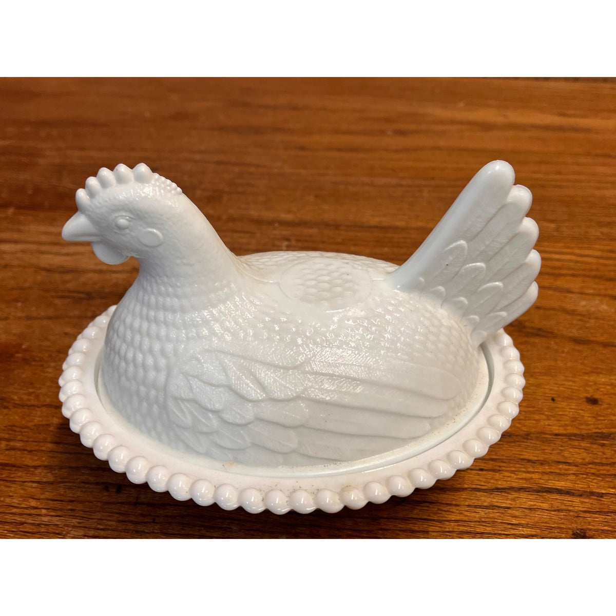 Vintage Indiana Glass White Milk Glass Hen on Nest Candy/Trinket Dish 1950s