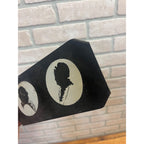 Antique 19th c. Primitive Americana Silhouette Man & Woman Colonial Tin Plaque