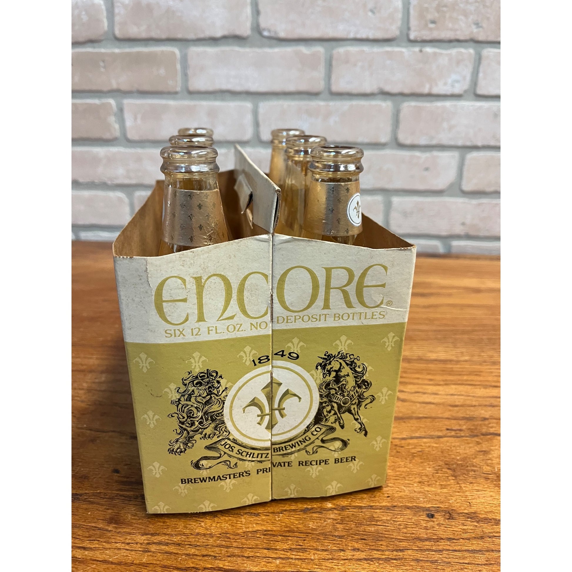Vintage 1960s Schlitz Encore Beer 6-Pack Cardboard Carrier & Bottles Milwaukee