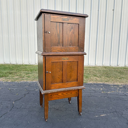 Antique 1900s Oak Double Stack Keystone View Co Library Cabinet Stereoview