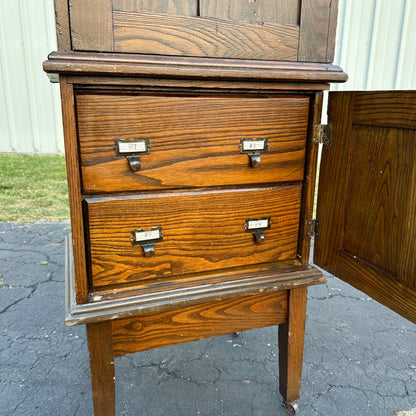 Antique 1900s Oak Double Stack Keystone View Co Library Cabinet Stereoview