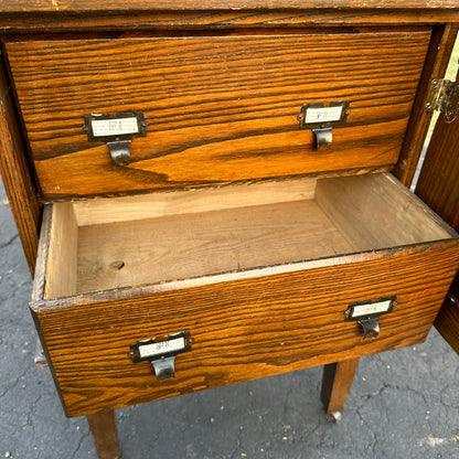 Antique 1900s Oak Double Stack Keystone View Co Library Cabinet Stereoview