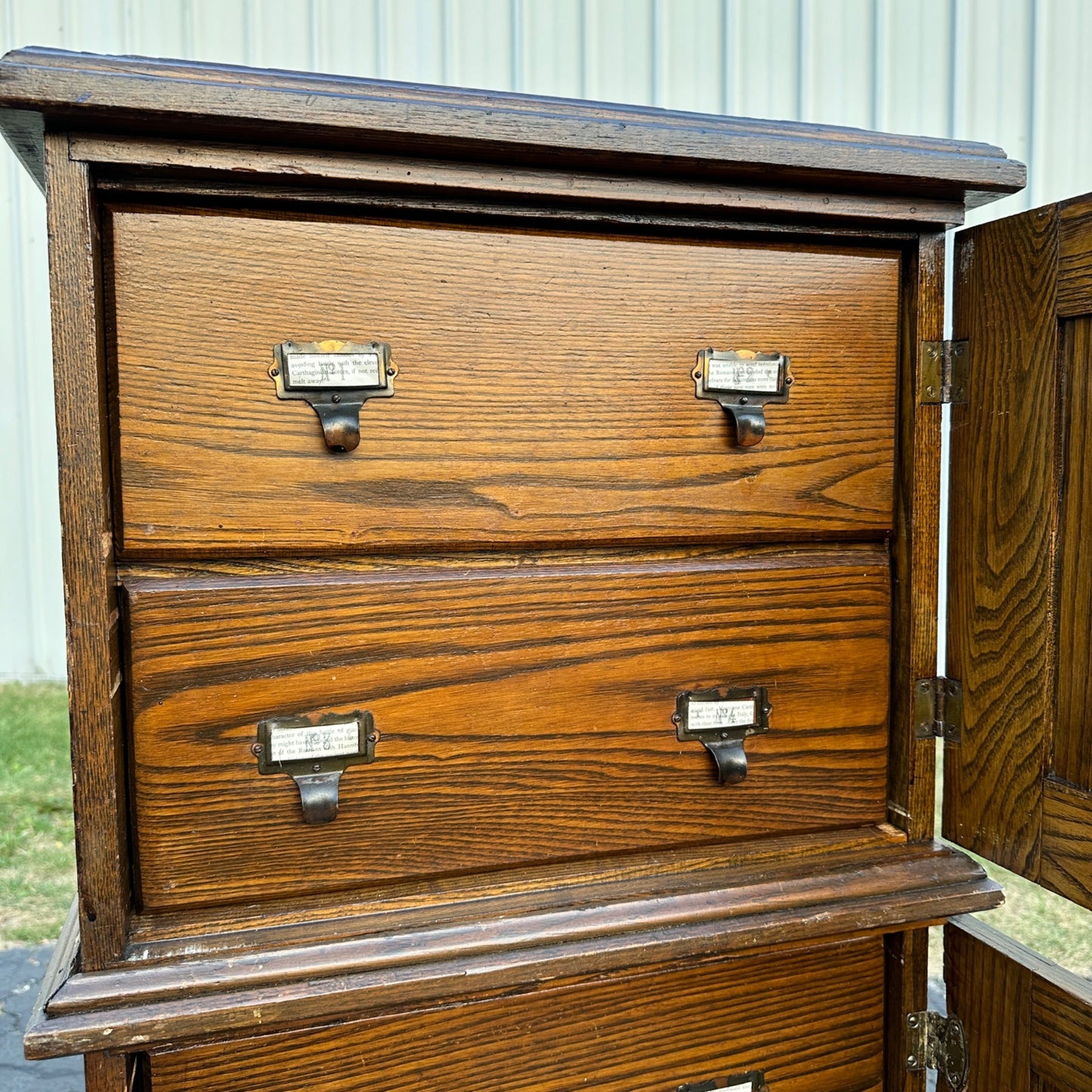 Antique 1900s Oak Double Stack Keystone View Co Library Cabinet Stereoview