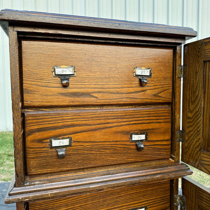 Antique 1900s Oak Double Stack Keystone View Co Library Cabinet Stereoview