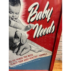Vintage Rexall Advertising Baby Needs Drug Store Pharmacy Sign Poster.